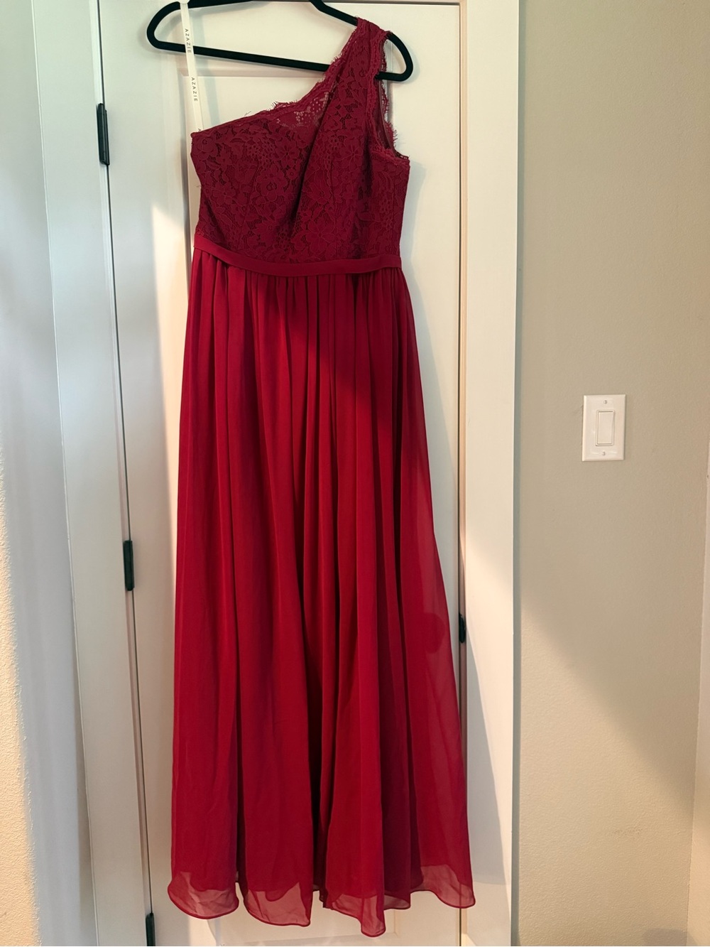 Azazie Lace one shoulder  Dress with leg split
